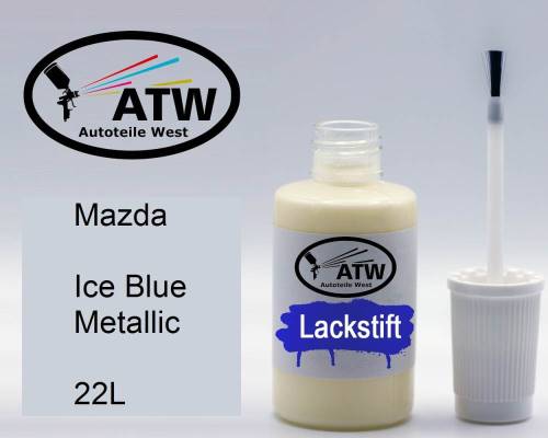 Mazda, Ice Blue Metallic, 22L: 20ml Lackstift, von ATW Autoteile West.